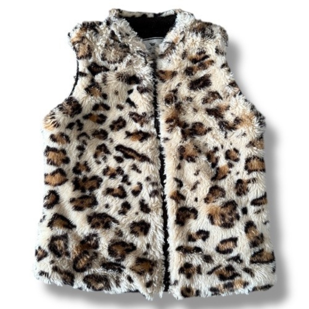 American‎ Widgeon Kids Faux Fur Leopard Print Vest Size 5